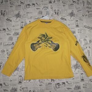 Large - Vintage Y2K CRB yellow tribal guitar 00s LS T-shirt